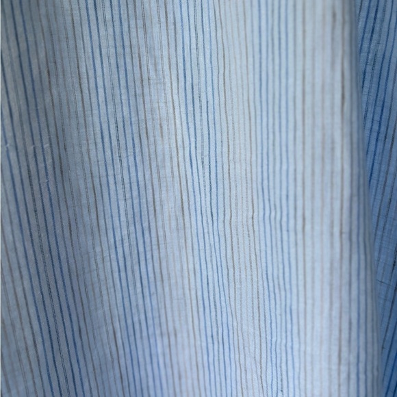 NEW Calvin Klein Long Sleeve Button Down Linen Shirt Size XL Thin Blue Stripe - Picture 3 of 11